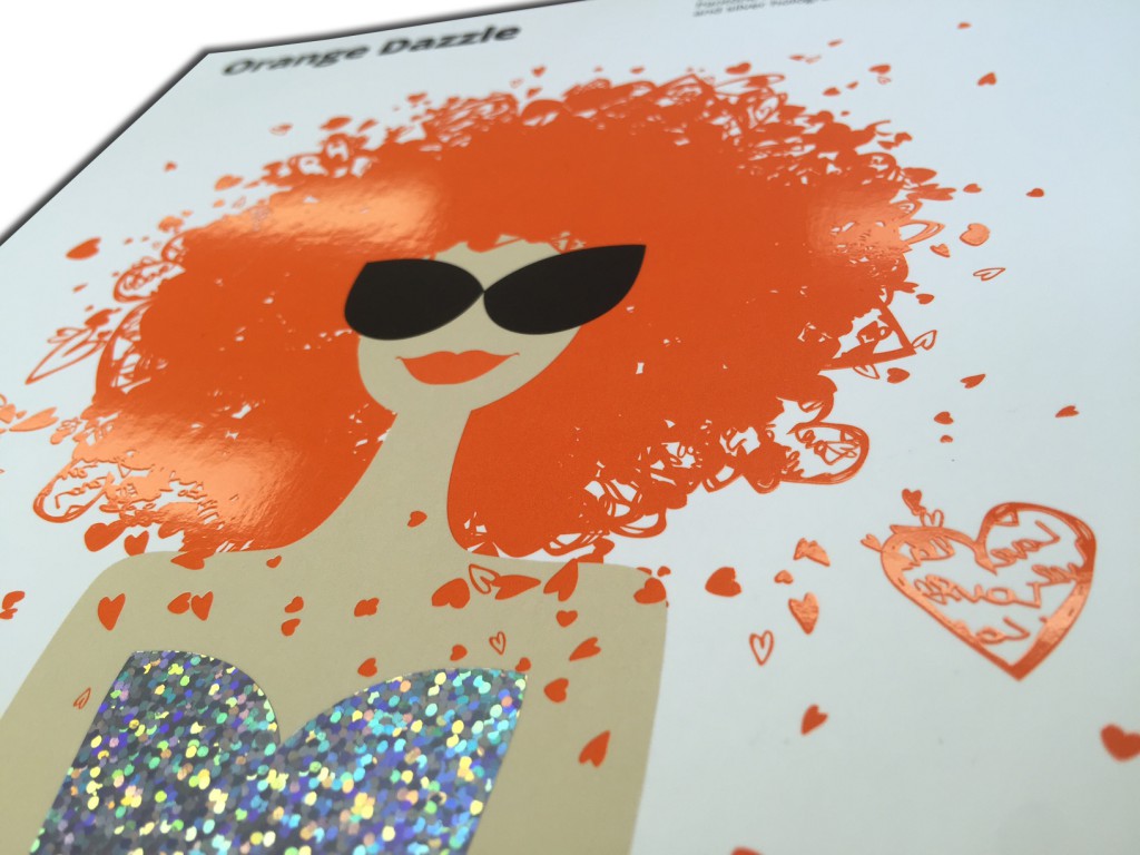 Orange PMS with varnish finish and silver mesh foil poster