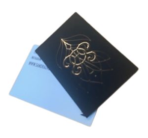 Black card with spot gloss UV varnish